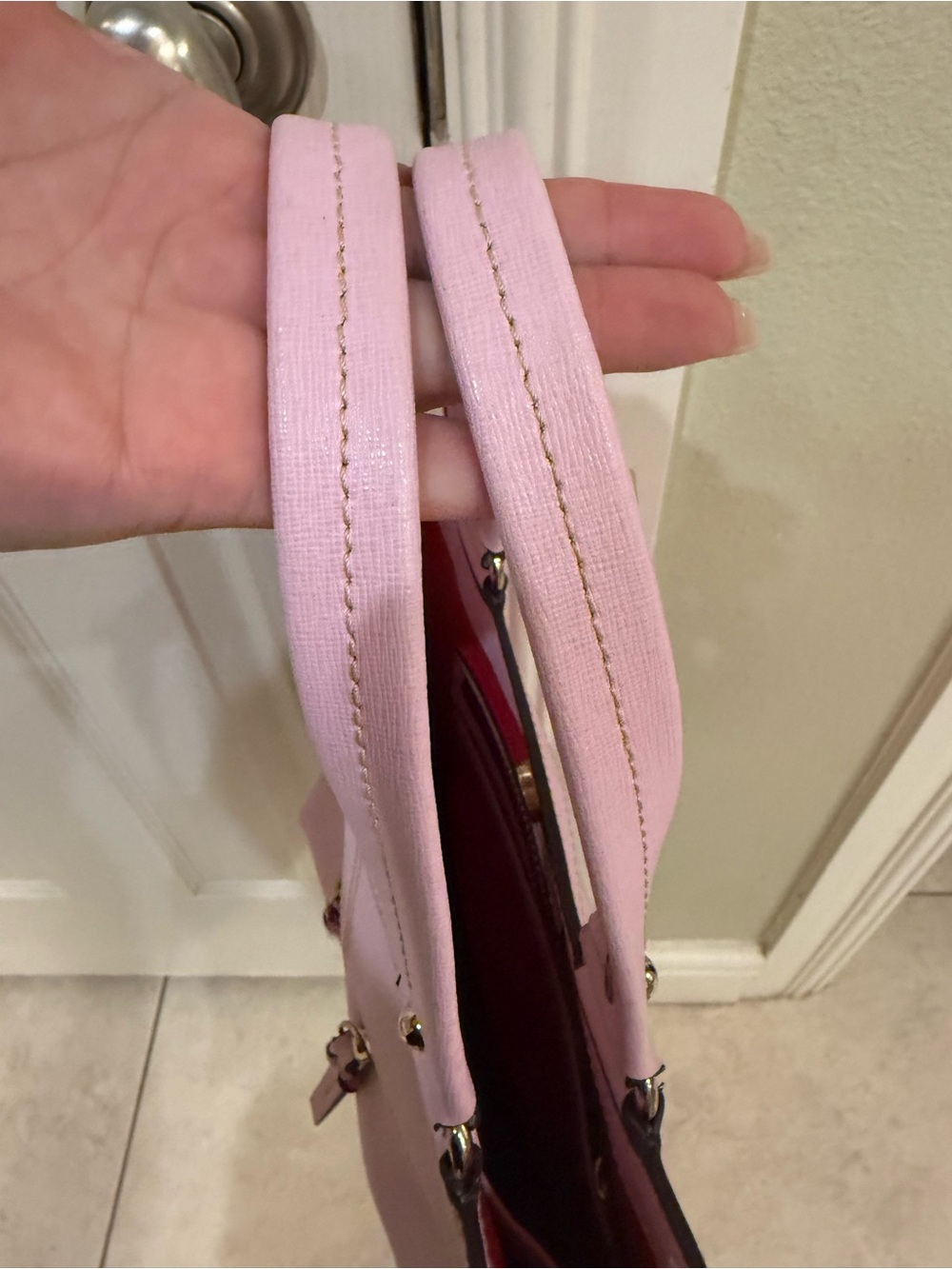 Dooney & Bourke Sara Pink Saffiano Shoulder Tote with Gold Hardware - Picture 8 of 12